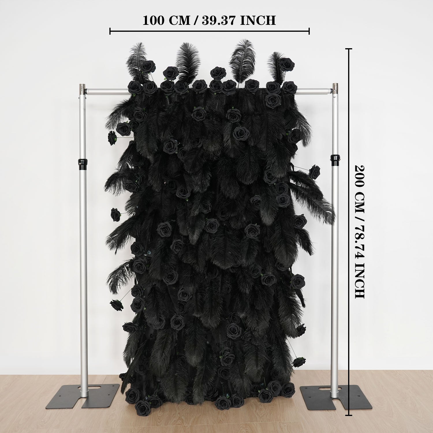 Uflower Artificial Black 5D Flower Wall Wedding Backdrop Decoration